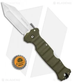 Cold Steel Immortal Lockback Knife OD Green G-10 (4" Satin S35VN) 23HVG -Cold Steel Shop Cold Steel Imoortal LB Green 23HVG BHQ 87151 jr bottlecap
