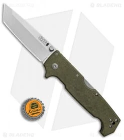 Cold Steel SR1 Tri-Ad Lock Tanto Knife OD Green G-10 (4" Satin S35VN) 62LA -Cold Steel Shop Cold Steel SR1 Tanto OD Green G10 satin BHQ 80422 er bottlecap