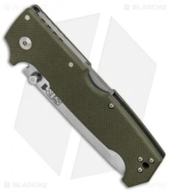 Cold Steel SR1 Tri-Ad Lock Tanto Knife OD Green G-10 (4" Satin S35VN) 62LA -Cold Steel Shop Cold Steel SR1 Tanto OD Green G10 satin BHQ 80422 er spine